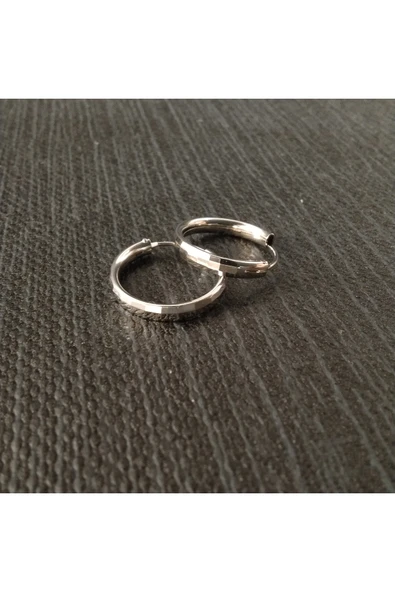 925 Ayar Gümüş Halka Model Kadın ve Genç Küpesi- (4.4cm çap) - Resim 3