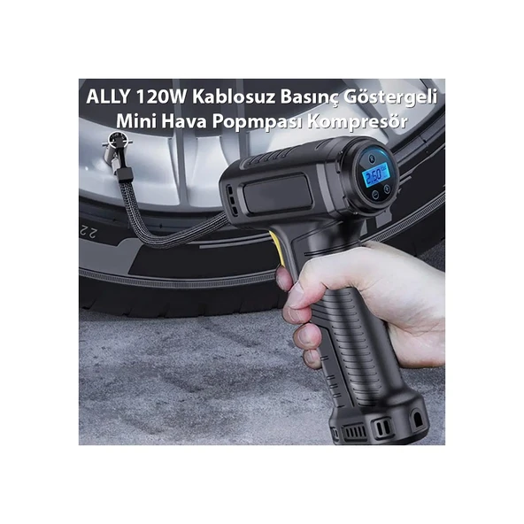 Ally 120W Kablosuz Basınç Göstergeli Mini Hava Popmpası Kompresör - Resim 5