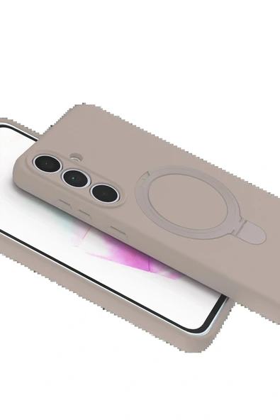 LitaeTrend Samsung Galaxy S24 FE Regal Magsafe Standlı Kapak - Çöl Titanyum - Resim 4