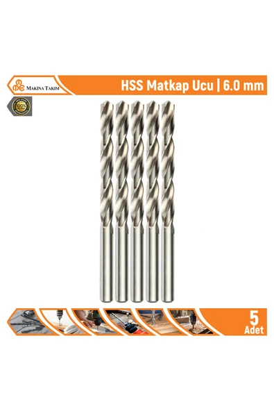 Makina Takım HSS Matkap Ucu | 6.0 mm | 5 Adet ürün görseli