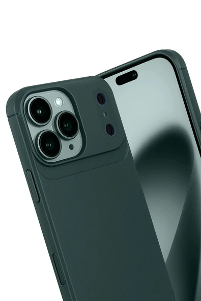 LitaeTrend Apple iPhone 17 Pro Auto Focus Karbon Kapak - Koyu Yeşil - Resim 2