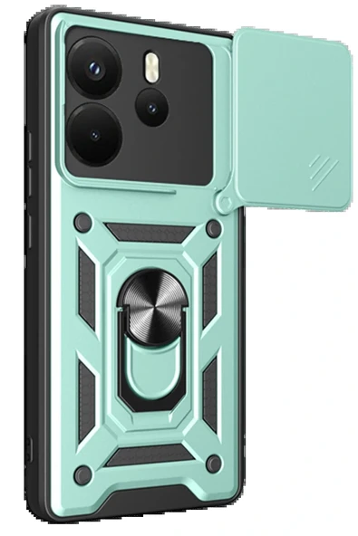 LitaeTrend Xiaomi Redmi Note 14 4G Pars Lens Yüzüklü Silikon - Yeşil - Resim 4