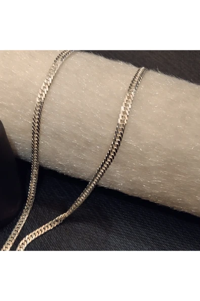 925 Ayar Gümüş Sıralı Halka Model Erkek Kolyesi-Şık Tasarım-50cm /4mm ürün görseli 1