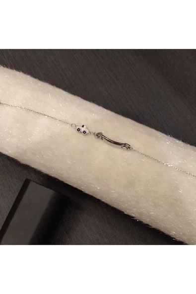 925 Ayar Gümüş Mor Arabalı Model Çocuk Bilekliği- İsim yazdırılabilir. 17 (+4)cm - 1 mm - Resim 3