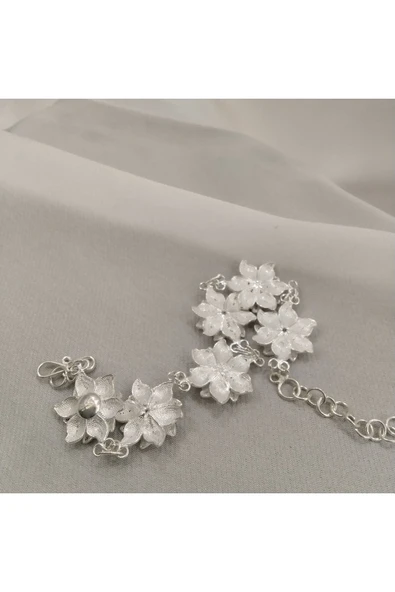 Gümüş Telkari Çiçek Model Bileklik - 925 Ayar-model2 - Resim 3