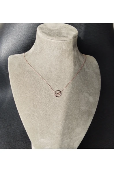 925 Ayar Gümüş Sonsuzluk Model Kadın Kolye- Rose Renk - Şık Tasarım - Resim 3