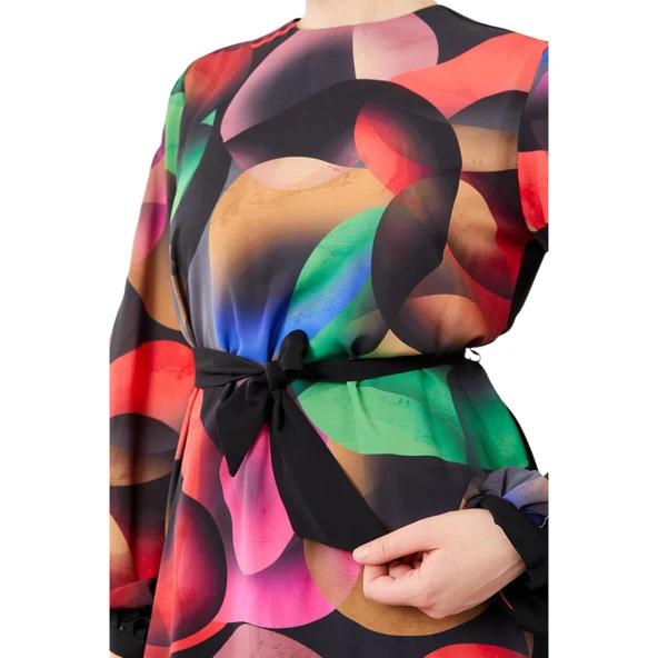 Kadın Balon Desen Belden Bağlamalı Tunik LEV.210003 - Resim 8