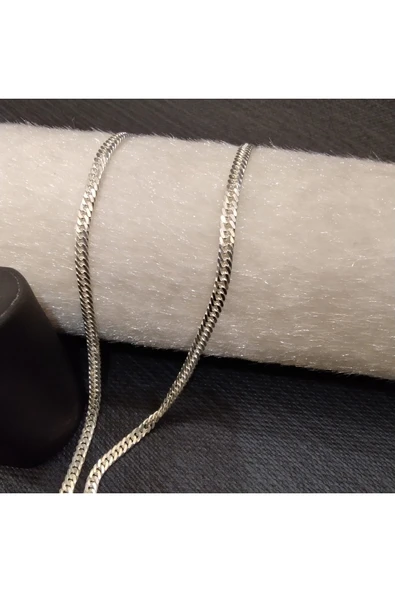 925 Ayar Gümüş Sıralı Halka Model Erkek Kolyesi-Şık Tasarım-50cm /4mm - Resim 2