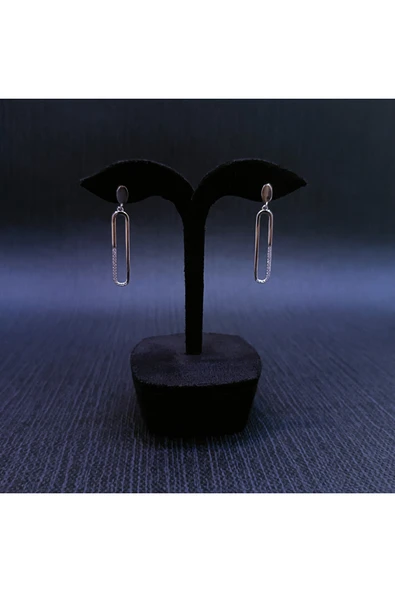 925 Ayar Sallantılı Tasarımlı Kadın Gümüş Küpe -Sade ve Şık ürün görseli 1