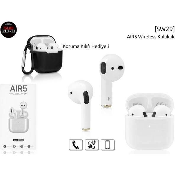 Aır5 SW29 Kılıf Hediyeli Wıreless Beyaz Bluetooth Kulaklık ürün görseli
