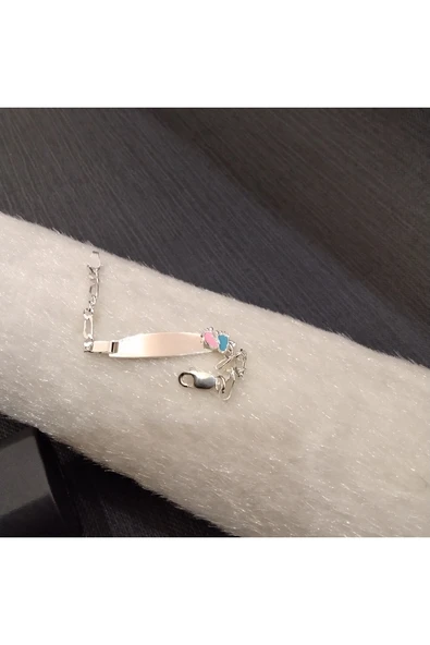 925 Ayar Gümüş Renkli Ayakcık Model Çocuk Bilekliği -Şık Tasarım- İsim yazdırılabilir. 13cm -3mm - Resim 3