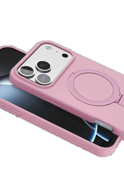 LitaeTrend Apple iPhone 17 Pro Regal Magsafe Standlı Kapak - Açık Pembe - Resim 5