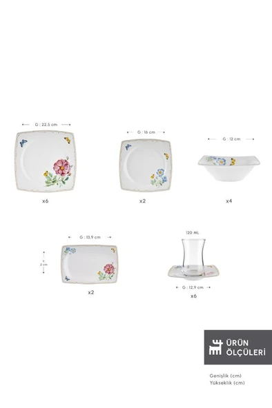 Forever Bone Velora 26 Parça 6 Kişilik Kahvaltı Takımı - Resim 2