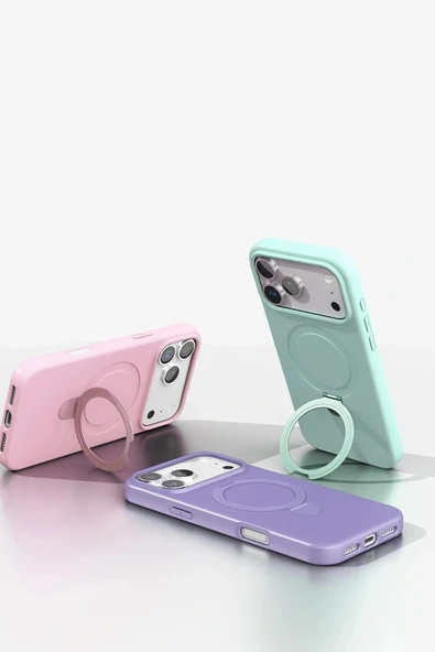 LitaeTrend Apple iPhone 17 Pro Regal Magsafe Standlı Kapak - Açık Pembe - Resim 6