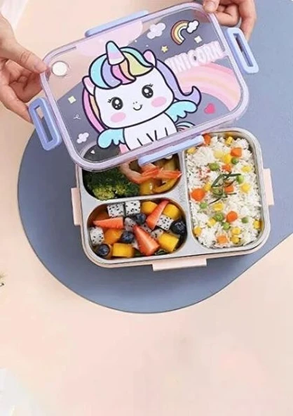 Vagonlife BL50555-1 750ml 3 Bölmeli Mavi Çelik Saklama Kabı - Resim 3