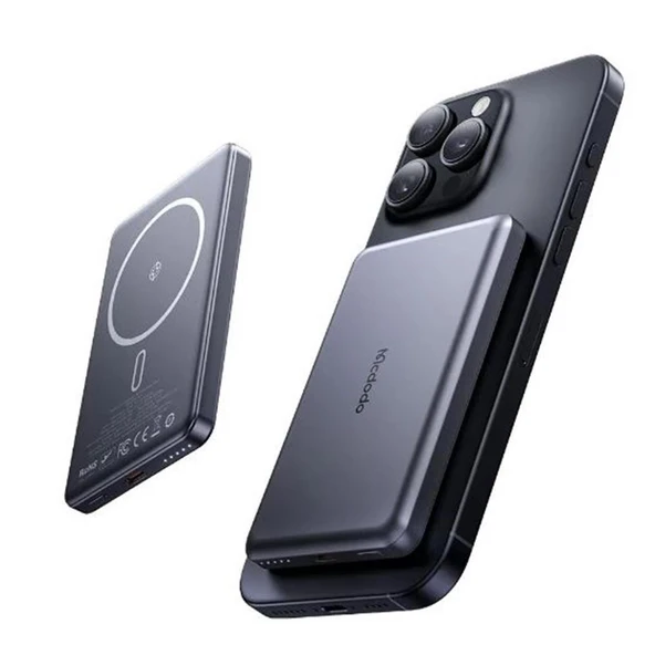 MCDODO MC-4641 20W 5000mAh Metal Ultra İnce Manyetik Kablosuz Power Bank Siyah - Resim 2