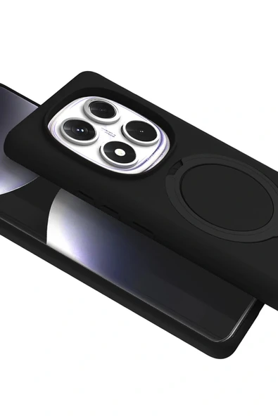 LitaeTrend Xiaomi Redmi Note 14 Pro 5G Regal Magsafe Standlı Kapak - Siyah - Resim 2