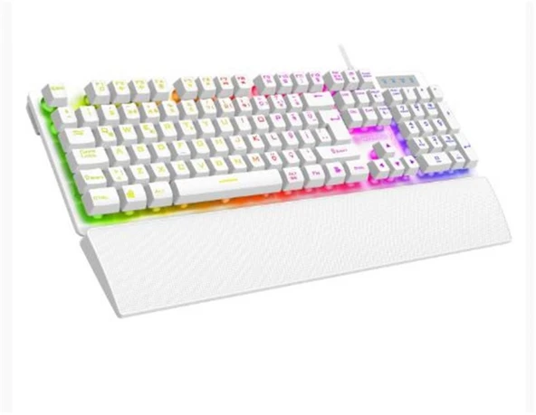 Rampage KM-RX7 FORTUNA V2 Gökkuşağı Aydınlatmalı USB Beyaz  Combo Q Gaming Klavye + 12800 dpi Mouse - Resim 2