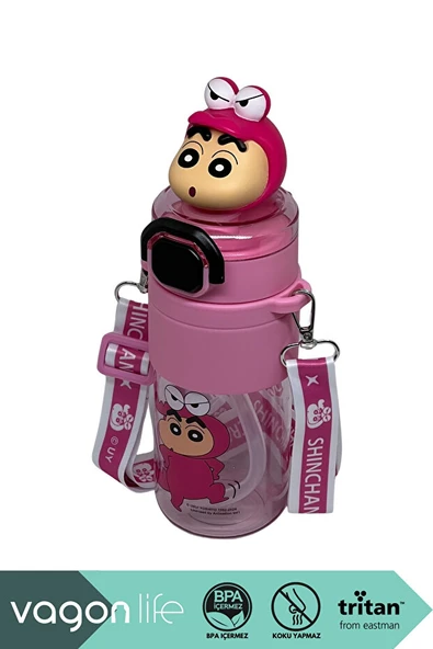 Vagonlife VGN10016 650ml Askılı Pipetli Pembe Tritan Matara ürün görseli 1