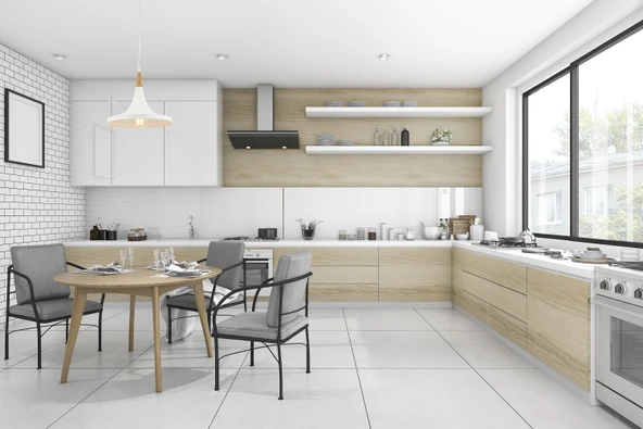 AVONNI AV-4100-A6-BBY Beyaz Boyal? Modern Avize E27 Metal Ahşap 32cm - Resim 2