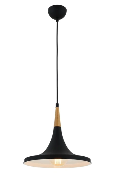 AVONNI AV-4100-A6-BSY Siyah Boyal? Modern Avize E27 Metal Ahşap 32cm ürün görseli 1