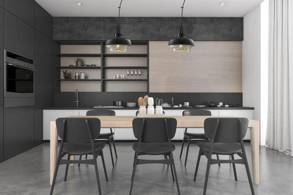 AVONNI AV-5064-1BSY Siyah Boyalı Modern Avize E27 Metal Cam 25cm - Resim 2