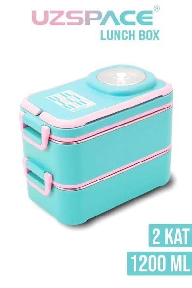 Vagonlife 8023 1200ml 2 Katlı 4 Bölmeli Turkuaz Çelik Saklama Kabı ürün görseli