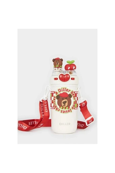 Vagonlife Diller D9235 520ml Çift Kullanım Askılı Pipetli Çelik Matara - Resim 2