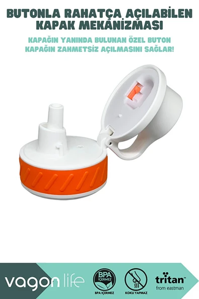 Vagonlife VGN047 800ml Pipetli Turuncu Tritan Matara - Resim 3