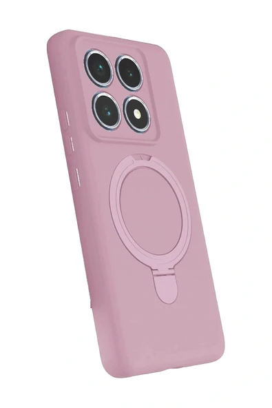 LitaeTrend Xiaomi Mi 14T Pro Regal Magsafe Standlı Kapak - Açık Pembe - Resim 2