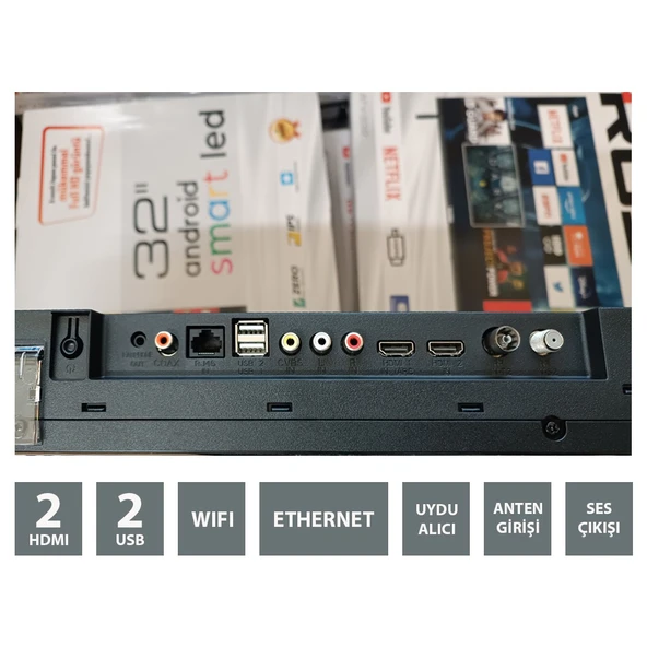 ATV-332 32" 81 Ekran Dahili Uydu Alıcılı HD Ready Smart LED TV - Resim 4