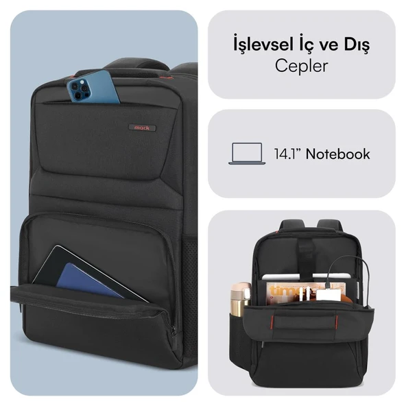 MACK MCC-804 14.1" Business X Notebook Sırt Çanta siyah - Resim 2