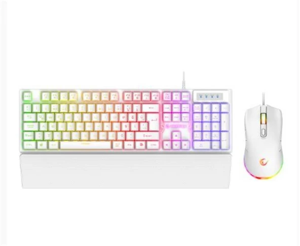 Rampage KM-RX7 FORTUNA V2 Gökkuşağı Aydınlatmalı USB Beyaz  Combo Q Gaming Klavye + 12800 dpi Mouse ürün görseli