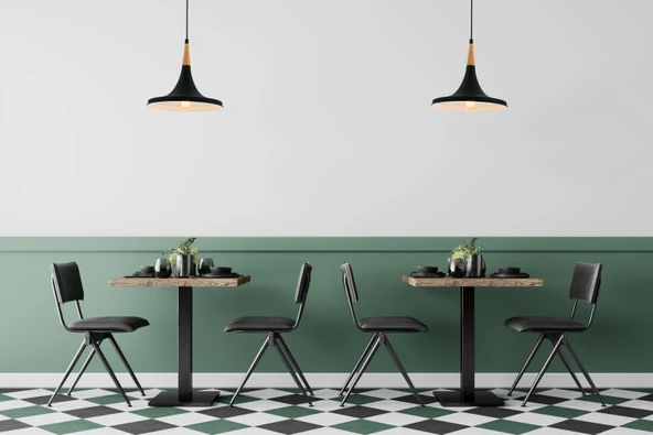 AVONNI AV-4100-A6-BSY Siyah Boyal? Modern Avize E27 Metal Ahşap 32cm - Resim 2