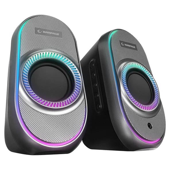 Rampage RMS-X3 2.0 6W Bluetooth Özellikli Siyah Multimedia RGB Işıklı Gaming USB Speaker - Resim 3