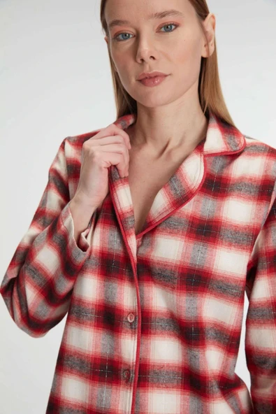 MDB Anıl Pamuklu Uzun Kol Gömlek ve Pantolon Takım - Resim 2