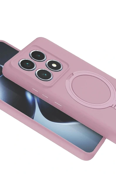 LitaeTrend Xiaomi Mi 14T Pro Regal Magsafe Standlı Kapak - Açık Pembe - Resim 4