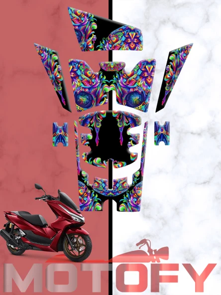 HONDA PCX 125 2025 TANK PAD SETİ BLACK WHITE PURPLE ROSE GOTHIC DESIGN ürün görseli