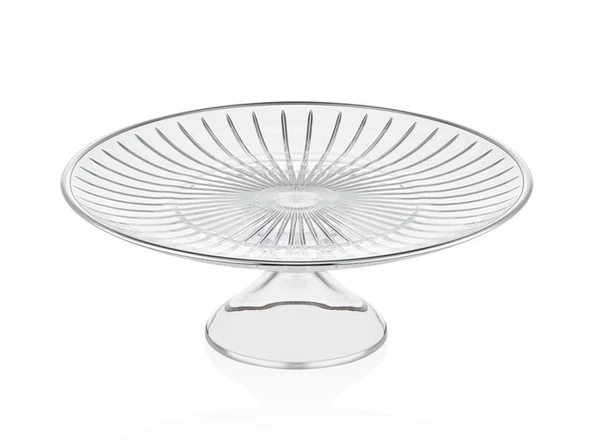 DECORİUM Cam Ayaklı 26 cm Servis Tabağı Accademia Platin M06452-AB ürün görseli