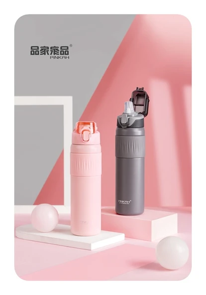 Pınkah PJ-3639 700ml Gri Çelik Matara ürün görseli