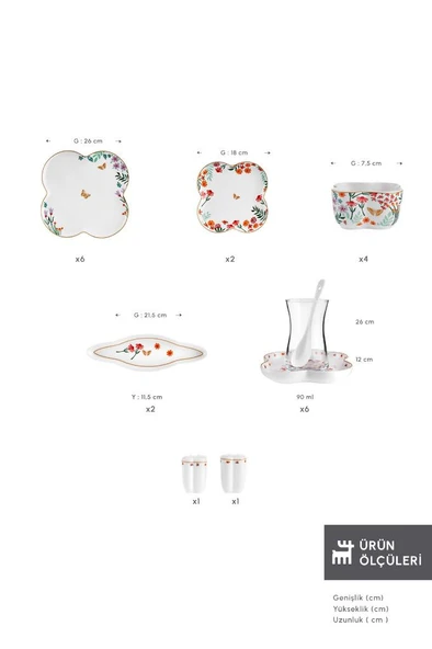 Stream Bone Lunetta 34 Parça 6 Kişilik Kahvaltı Takımı - Resim 2