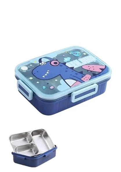 Vagonlife BL50555-1 750ml 3 Bölmeli Mavi Çelik Saklama Kabı ürün görseli