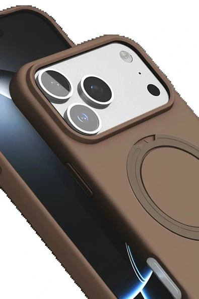 LitaeTrend Apple iPhone 17 Pro Regal Magsafe Standlı Kapak - Çöl Titanyum - Resim 3