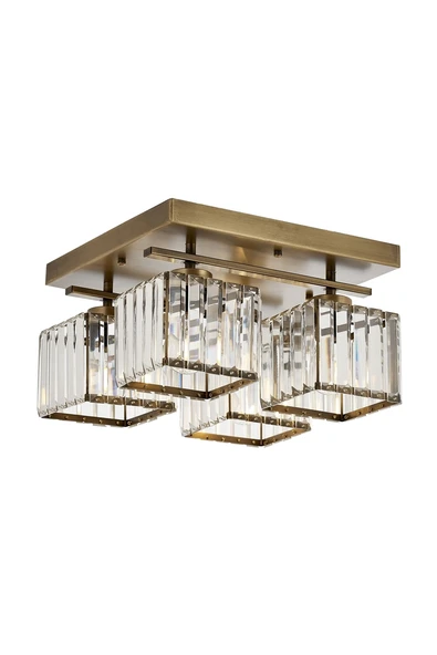AVONNI AV-60230-4E Eskitme Kaplama Modern Avize E27 Metal Kristal 40x40cm ürün görseli 1