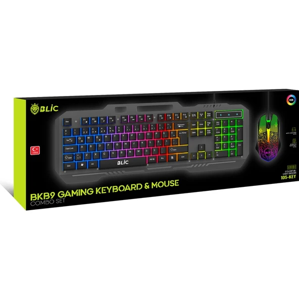 Rainbow Bkb8 Rgb Gaming Kalavye Kablolu Mekanik 105 Tuşlu LED Işıklı Oyuncu Klavye + Mouse - Resim 2