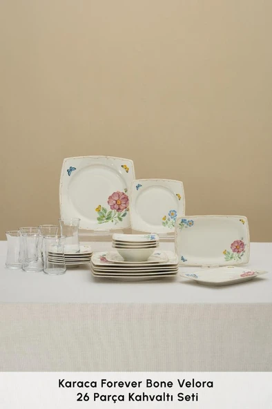 Forever Bone Velora 26 Parça 6 Kişilik Kahvaltı Takımı - Resim 3