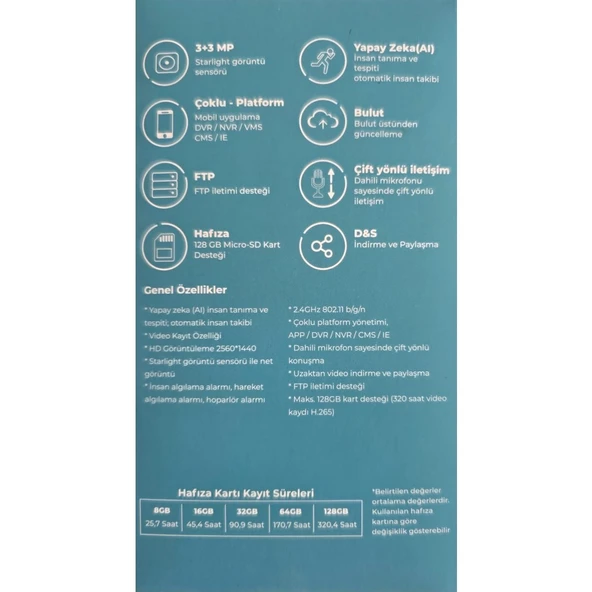 12 Ipc 3+3 Megapiksel 1080P Full Hd Wi-Fi Çift Lensli Gece Görüşlü Bebek Kamerası - Resim 3