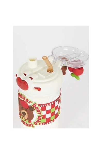 Vagonlife Diller D9235 520ml Çift Kullanım Askılı Pipetli Çelik Matara - Resim 3