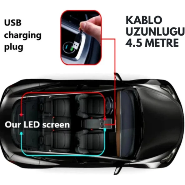 LED Ekran Matrix Panel Cama Yapışan En Büyük Boy 16X96 Telefon App Kontrol Digital Araba Yazısı - Resim 2