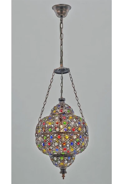 AVONNI AV-5104-1E Eskitme Kaplama Klasik Avize E27 Metal Kristal 27cm ürün görseli 1